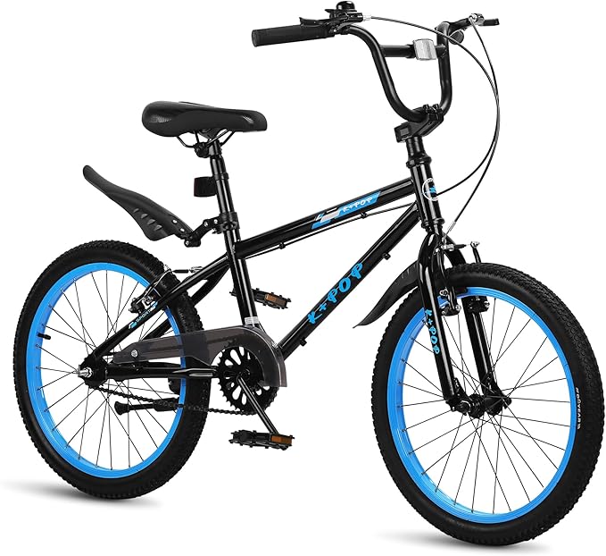 20 Inch Freestyle BMX Bike Bicycles, 20 Inch Boys Bikes Kid Bicycle for 7-12 Years Old Kid and Beginner Level Rider, Single Speed, Outdoor Cycling Bike Kids Mountain Bike, Multiple Colors