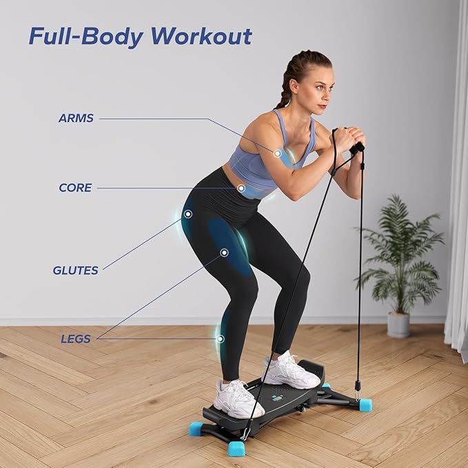 MERACH Balancing Machine for Full Body Workout, Sliding Ski Simulator with Resistance Bands, 300 LBS Loading Capacity Exercise Workout Equipment for Women﻿(Black)