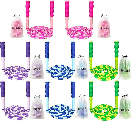 Soft Beaded Jump Ropes, Adjustable Length Skipping Rope, Tangle Free Segmented Jumping Rope for Kids and Adults Exercise, Fitness 9.2 Ft