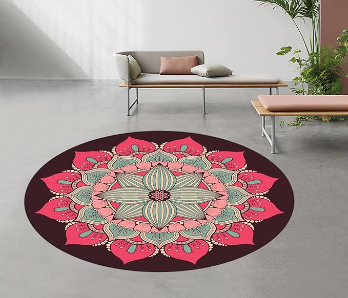 Pilates Mat Round Oversize Yoga Mat Suede Rubber Non-Slip Dia 140cm Exercise Mat Meditation Mat Workout Mat for Home Outdoor