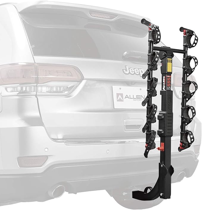 Allen Sports Premier Hitch Mounted 5-Bike Carrier, Model S555 , Black