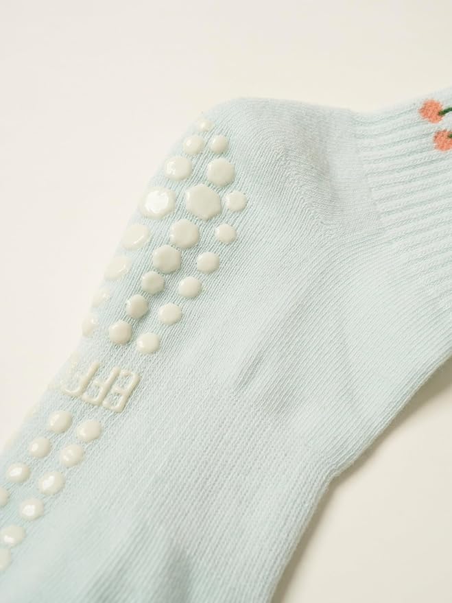 Crew Half Calf Grip Socks, Cutest Fruits Pilates Socks, Ruffle socks, Non-Slip, Barre Yoga Fitness