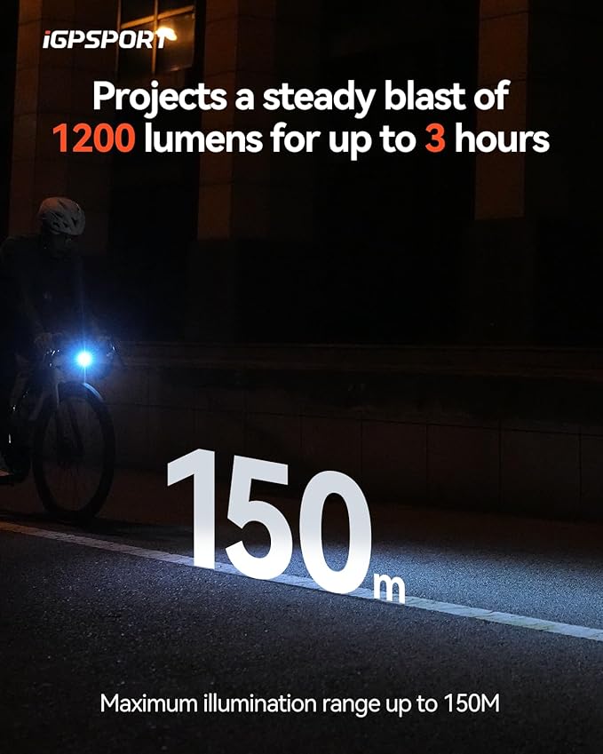 iGPSPORT Smart Bike Light, 500/800/1200 Lumens Bright Bicycle Headlight for Night Riding Cycling Rechargeable Waterproof