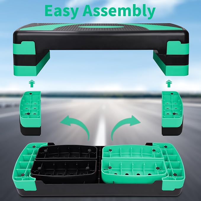 Exercise Workout Aerobic Step Platform Trainer, 31" Aerobic Stepper with 4"-6"-8" Adjustable Height Risers