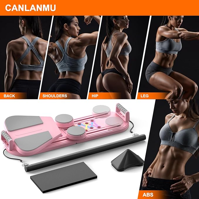 Pilates Board,Pilates Reformer Sets, Multifunctional Abdominal Pilates Board for Home Workout Equipment, Portable Foldable Ab Board Trainer Pilates Exercise Machine,Pilates Board for Women