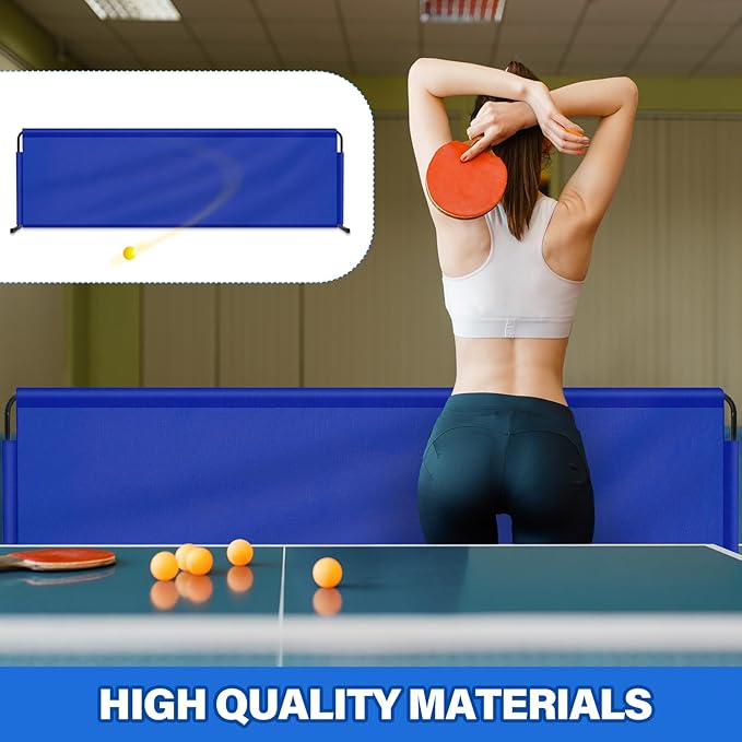 2 Pcs 92" x 27.5" Table Tennis Baffle Barrier Table Tennis Field Fence 420d Oxford Cloth Court Surround Barrier Block for Quicker and Easier Pick Up, Blue