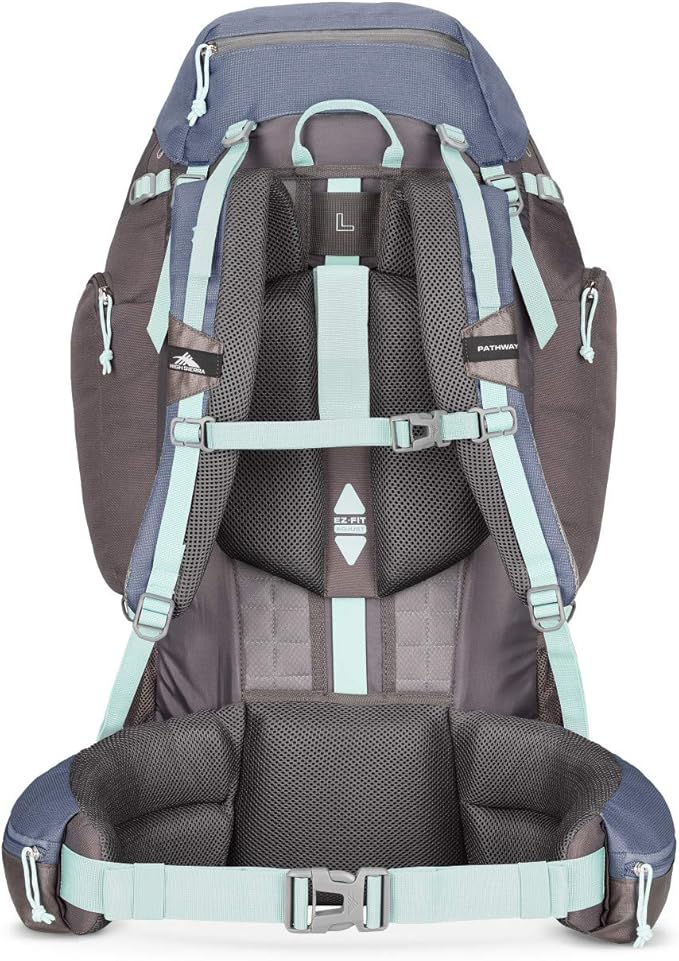 High Sierra Pathway Internal Frame Hiking Backpack, Grey Blue/Mercury/Blue Haze, 70L