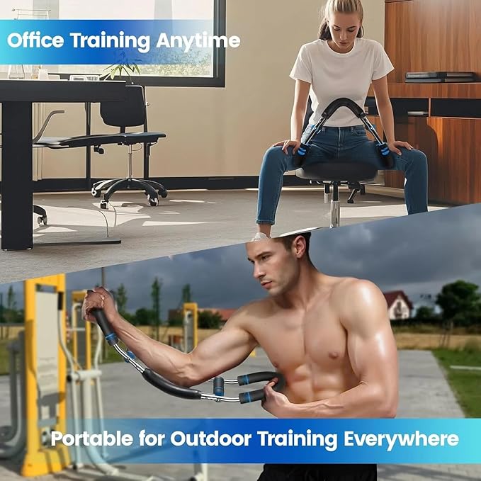 Twister Arm Trainer, Adjustable Resistance (60–110 lbs) 5Level Chest, Forearm & Biceps Strength Training Bar Portable & Detachable Home Gym Equipment with Anti-Slip Handles & Carry Bag for Men & Women