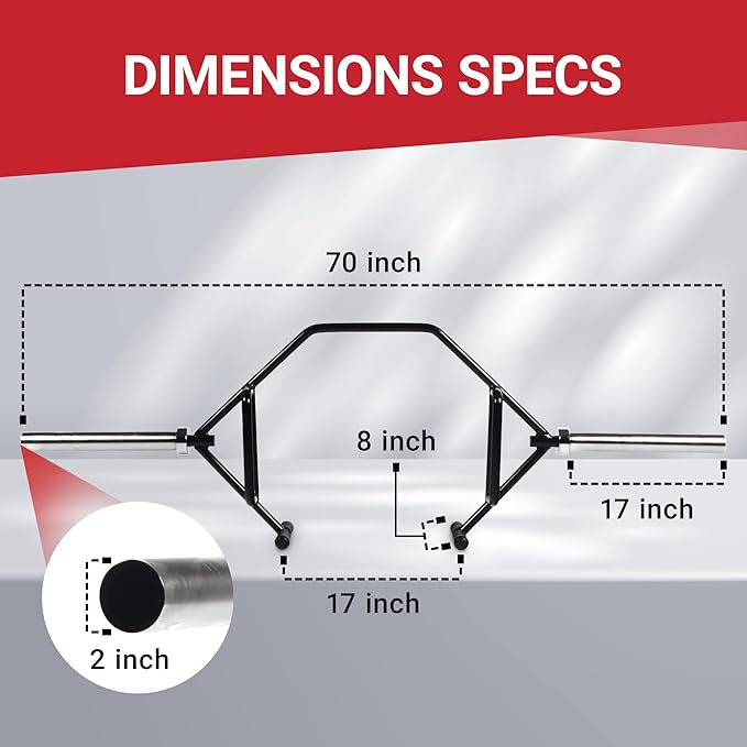 Olympic 2-Inch Hex Weight Lifting Trap Bar with Long and Rotating Sleeves, 500-Pound Capacity, Open Design, Alloy Steel, Chrome