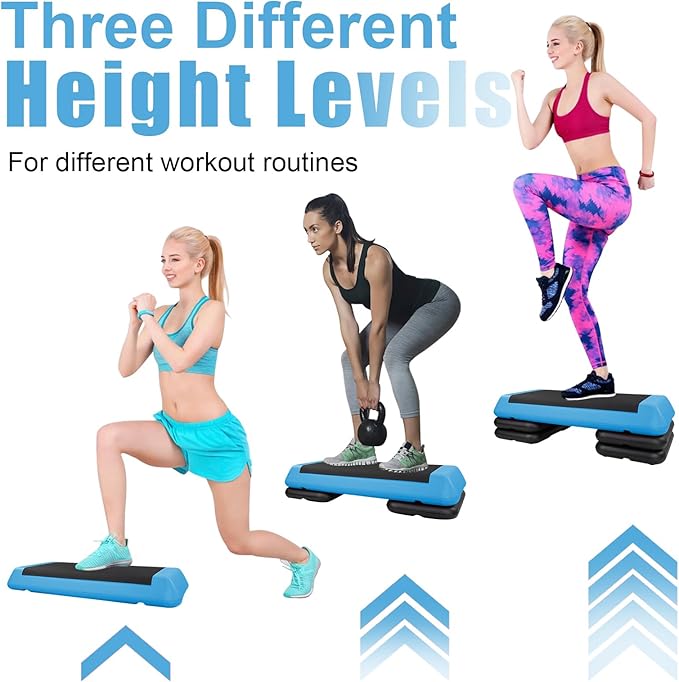 Adjustable Aerobic Stepper Workout Step with 4 Risers Fitness & Exercise Platform Trainer