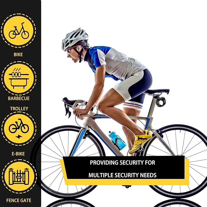 Bike Cable Lock, 4 Digit Resettable Combination Lock, 6FT Long Heavy Duty Steel Cable with Waterproof Vinyl Coating Anti Theft Security Lock for Road Bike E-Bike Scooter Fence Gate Toolbox