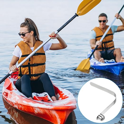 PATIKIL 8x8mm Kayak Paddle Snaps, 10 Pack Tent Pole Clips Steel V Shaped Single Pin Push Button Spring Clips Lock Tube Pole Clips for Camping Awning