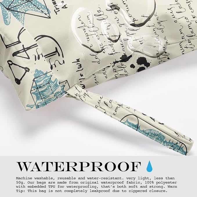 Wet Bag, Wet Dry Bag, Wet Bag for Swimsuit, Travel, Beach, Pool, Diapers, Dirty Yoga Gym Clothes, Makeup Bag, Waterproof Reusable Beach Bag Ocean Decor Starfish Sea Horse Anchor