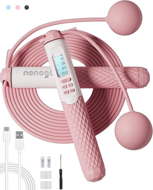 nonogo Cordless Jump Rope with Counter for Fitness - Adjustable Smart Skipping Rope For Men Women Kids Outdoor Speed Boxing Crossfit Workout Exercise Cardio