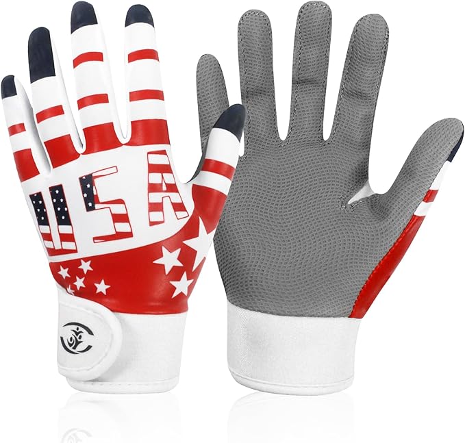 Youth Baseball USA Flag Glove American Flag Batting Gloves Comfortable Fit Breathable Durable Lightweight Design Junior Training Batting