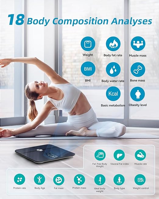 Lepulse Body Fat Scale, Scale with Bmi, Body Fat, Muscle Mass, Digital Bathroom Scale Body Composition Monitor, 14.2" Big Platform, No Need Mobile Phone Or App, 400lb