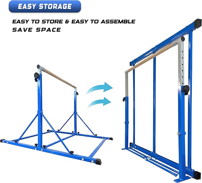 MARFULA Gymnastic Bar for Kid and Teenage Ages 3-25, 5 FT / 8 FT Base Length, 4 FT Width 5 FT Height, Gymnastic Kip Bar Horizontal Bar for Gymnast, Gymnastic Training Equipment for Home and Club Use