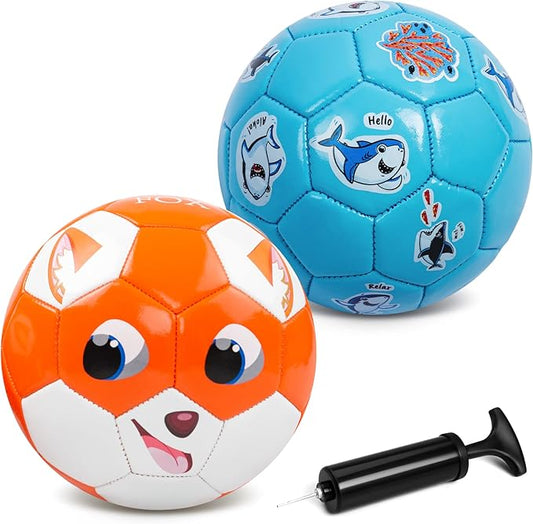 Toddler Soccer Ball Size 2 - Soft Kids Soccer Ball 2 Pack for Ages 1-3 3-5 - Cartoon Sports Toys for Boys Girls - 5.8” Small Ball for Indoor/Outdoor Games for Yard Games
