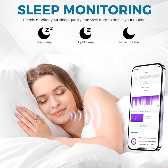 Smart Ring for Women Men Fitness Tracker with Blood Pressure,Heart Rate,Sleep Monitoring,Step Counting,for iPhone and Android,Waterproof smart blood pressure monitor,No Subscription Fees (silver 8)