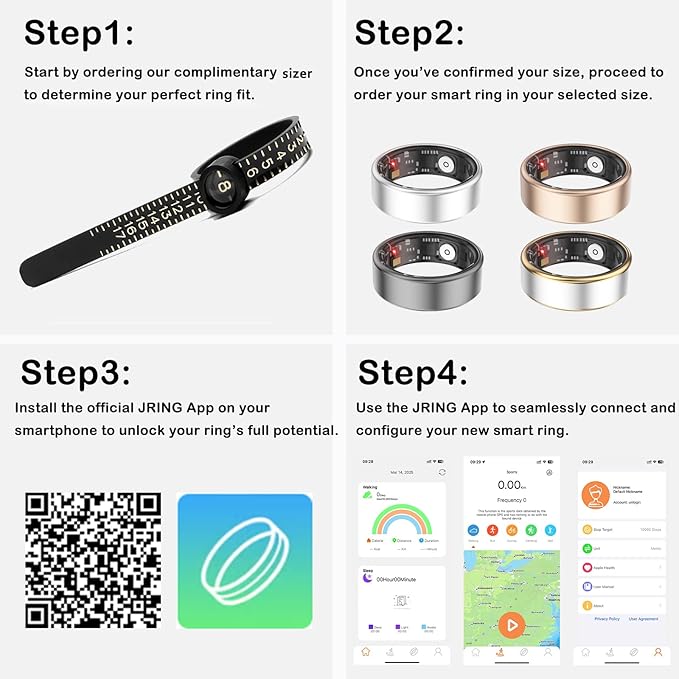 Smart Ring with Heart Rate Monitor Fitness Ring Fitness Tracker Step Tracker Sleep Monitor Health Tracking No Subscription Fee for Android iOS Gold 11