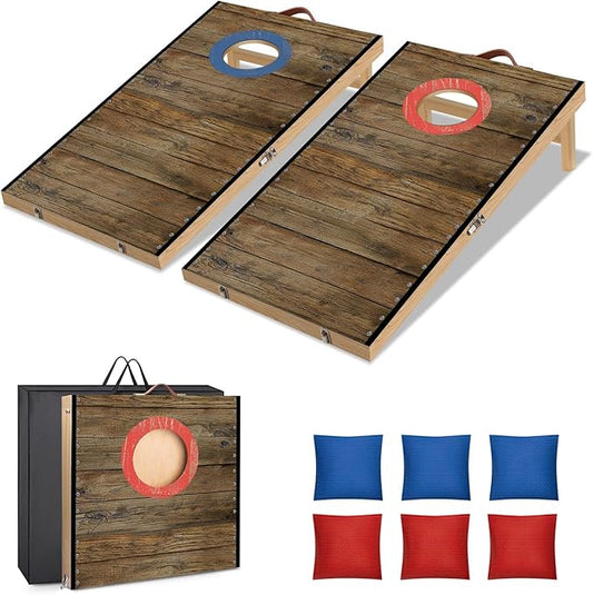 Portable Cornhole Board Set 2 ft x 1 ft Cornhole Set with 6 Bean Bags Foldable Cornhole Game for Kids and Adult Indoor or Outdoor Backyard Corn Hole Toss Games