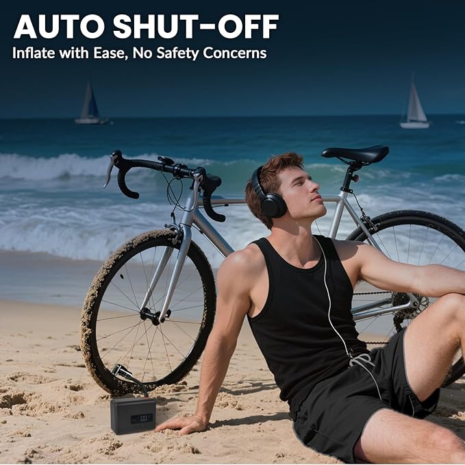 Mini Bike Pump 130PSI, Portable Bicycle Tire Pump with Pressure Gauge, Fast 30S Inflation for MTB/Road/E-Bike, Works with Presta & Schrader Valves, Includes Reflective Stickers