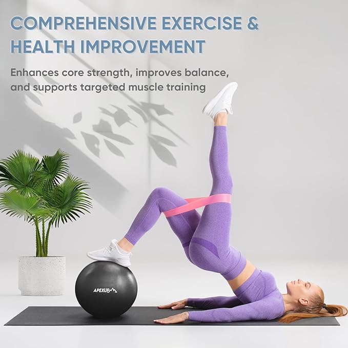 APEXUP Yoga & Pilates Ball - Anti Slip Heavy Duty Gym Ball for Fitness, Balance & Core Workout