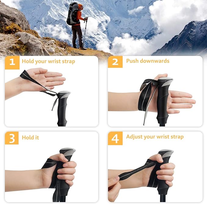Covacure Trekking Poles Collapsible Hiking Poles - Aluminum Alloy 7075 Trekking Sticks with Quick Lock System, Telescopic, Collapsible, Ultralight for Hiking, Camping