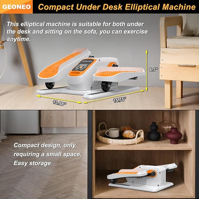 Under Desk Elliptical Machine, Electric Ellipse Leg Exerciser for Senior, Quiet and Compact Electric Seated Pedal for Home with Display Monitor, Remote Control and 12 Adjustable Speeds