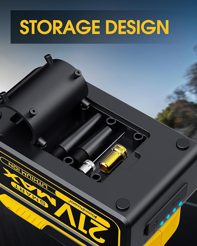 Cordless Tire Inflator Portable Air Compressor, 160PSI Car Tire Air Pump, 21V Rechargeable Battery Powered Air Compressor, Dual Power, Larger HD Digital Gauge w/4+N Smart Modes (Yellow)