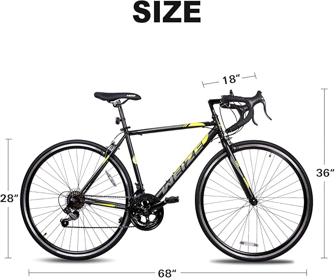 WEIZE Road Bike, 700C Wheel City Commuter Bicycle, 14 Speed Drop Bar, Racing Adult Bike with Caliper Brakes, High-Carbon Steel Hybrid Bikes, Urban Adult Bicycle for Men and Women