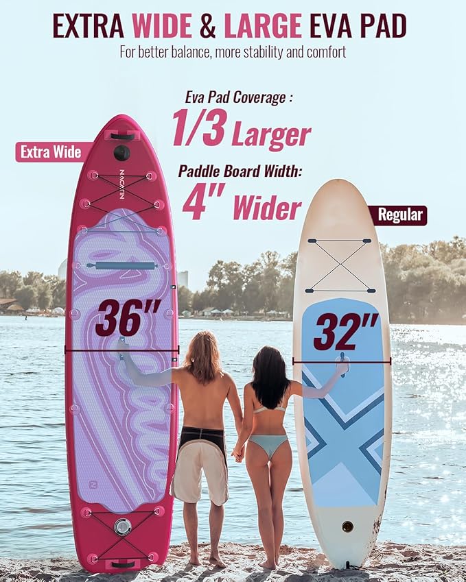 Inflatable Stand Up Paddle Board 12' with Kayak Seat & Dual Paddles – Premium SUP Board for Adults & Families Includes Kayak Conversion Kit, Pump, Leash & Accessories – Stable Wide Deck for Beginners
