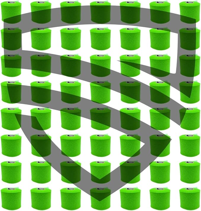 Shield Athletic Underwrap | Bulk Case of 48 Rolls of PreWrap, Hair Tie, Headband, Patellar Support, Pre-Wrap Athletic Tape, 2.75" X 30 SYards, Foam Barrier, Flexible, Breathable (Lime Green)