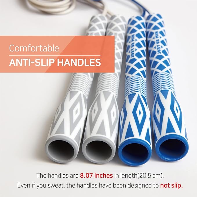 Skipping Jump Rope for Fitness Workout - Light Weight, Adjustable, Tangle Free, Excellent line control for Cardio Boxing, CrossFit, Training Exercise All Ages and Gender ( Special Luxury, KA-220, Made in Korea)