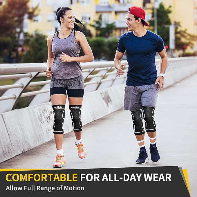 CAMBIVO Knee Braces for Knee Pain Women & Men,2 Pack Knee Compression Sleeves,Knee Support for Knee Pain Meniscus Tear,ACL & Arthritis Pain Relief（XX-Large,Black