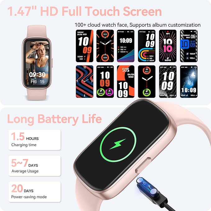 Fitness Tracker Watch with 24/7 Heart Rate Blood Oxygen Sleep Monitor, IP68 Waterproof Smart Watch, Step Calorie Counter Pedometer Health Activity Trackers and SmartWatches for Men Women