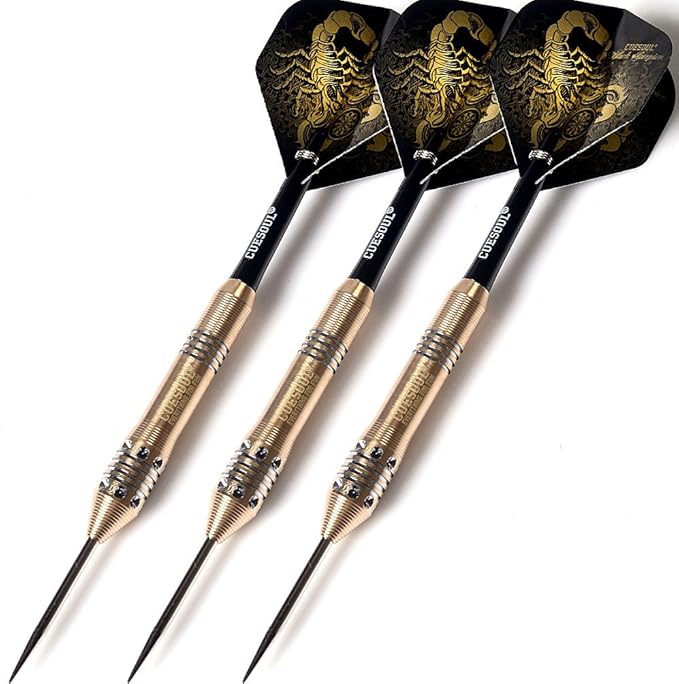 CUESOUL Steel Tip Darts Set 20/22/24 Grams with Deluxe PU Darts case-Black Scorpion Series