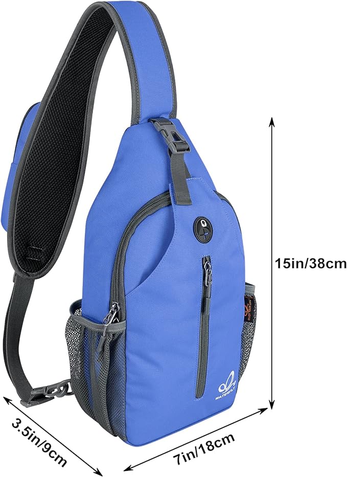 WATERFLY Crossbody Sling Backpack Sling Bag Travel Hiking Chest Bag Daypack