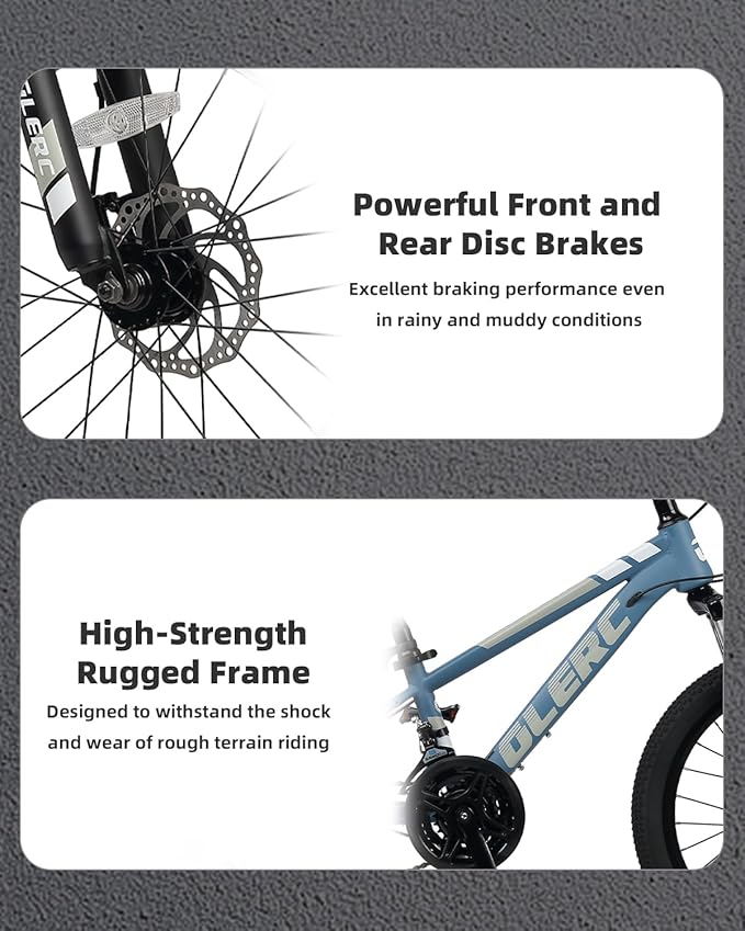 Glerc 20 24 Inch Kids Bike, Kids Mountain Bike for Boys and Girls Ages 6-14, 21-Speed Skyline Bicycle with Front Suspension and Disc Brakes, Multiple Colors