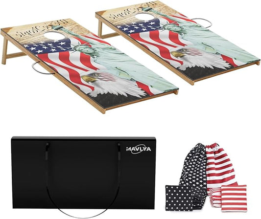 Cornhole Board Set,Corn Hole Games for Adults Outdoor,2X4FT Solid Wood Regulation Cornhole Boards with 8 Cornhole Beans Bags & Carry Case