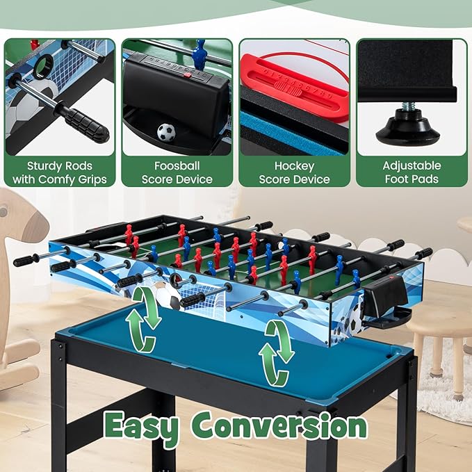 Giantex 14-in-1 Multi Game Table, Combination Game Tables with Foosball, Hockey, Basketball, Ping Pong, Pool, Chess, Bowling, Checkers, Shuffleboard, Combo Game Table Set for Adults Kids