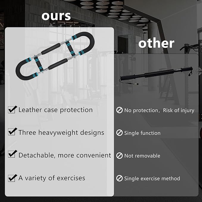 Twister Arm Trainer, Adjustable Chest Exerciser with 4 Spring, Detachable Power Twister Bar for Men Women, Portable Upper Body Strength Training Machine, Spring Resistance Fitness Equipment