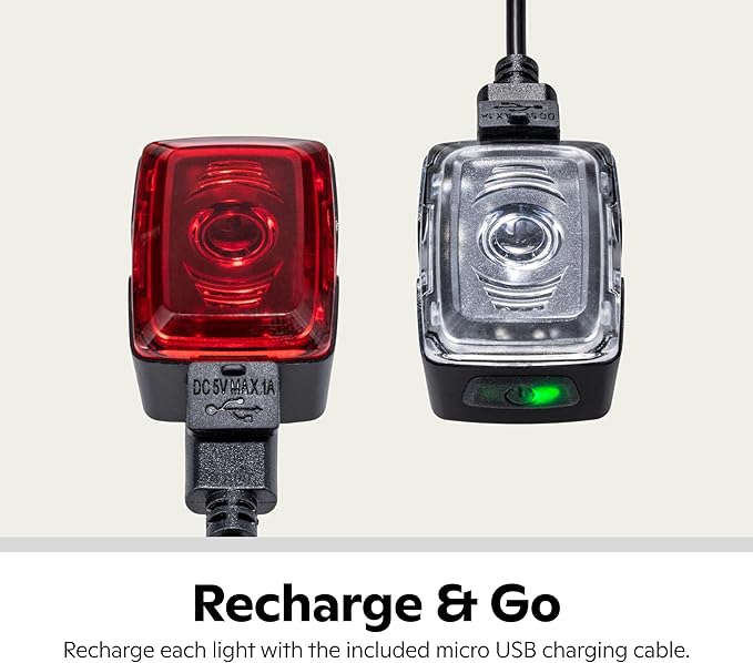 Schwinn Quick Wrap Bike Light Set, LED, 40 or 11 Lumen, Easy to Attach Headlight and Taillight, Tool-Free Install, Battery Operated, for City and Road Riding