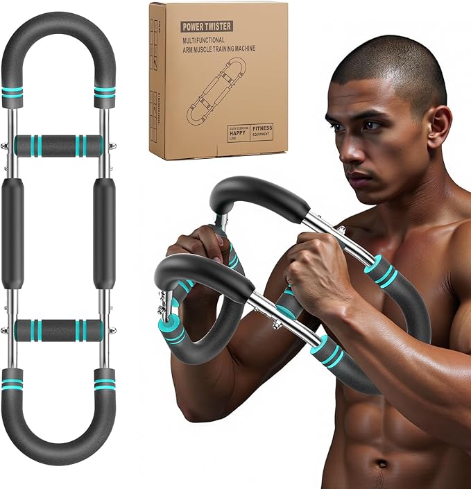 Twister arm Trainer, Adjustable Resistance (60-140 lbs) Chest Workout Equipment,Forearm Power Exercise bar , pectoralis spinalis Device, Portable Detachable Design
