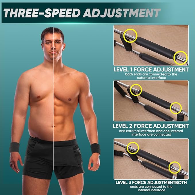 Twister Arm Trainer, Adjustable Spring Chest Expander and Forearm Strengthener, Triceps, Biceps, Shoulder, Back & Thigh Workout bar Equipment, Portable Upper Body Exerciser for Home Fitness