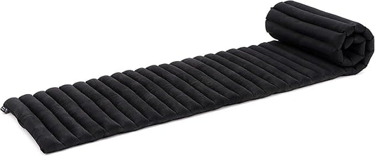 Leewadee - Foldable Floor Mattress - Japanese Roll Up Futon -Trifold Tatami Mat- Guest Floor Bed - Camping Mattress - Thai Massage Mat, Kapok Filled, 75 x 20 inches, Black