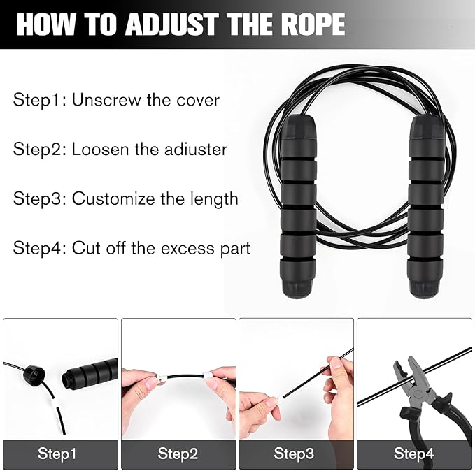 BLEUM CADE Adjustable Jump Rope, Skipping Rope with Ball Bearings, with Foam Handles for Fitness, Home Exercise & Slim Body, for Kids, Men, and Women