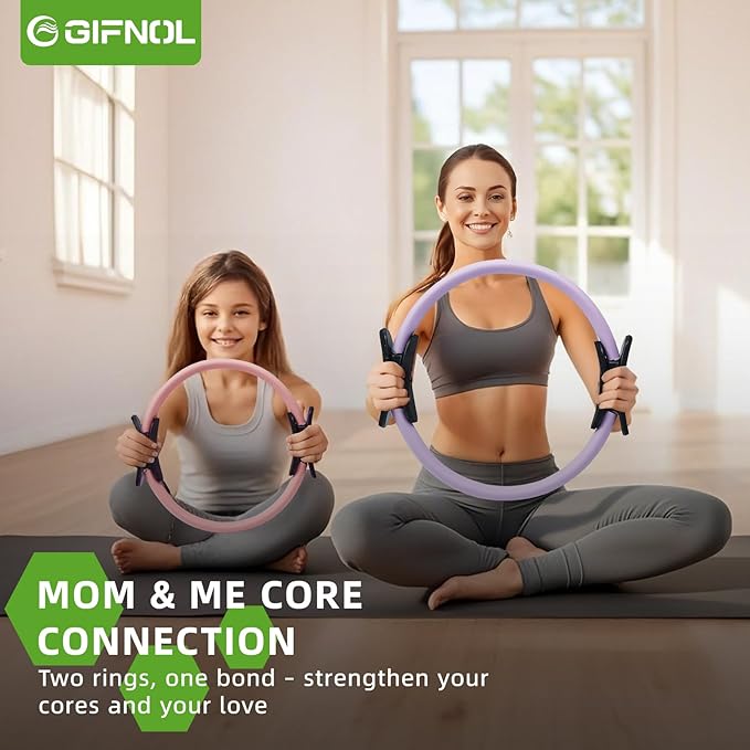 Pilates Ring and Ball Set with Resistance Bands - Pilates Equipment for Home Workout - 14'' & 12'' Pilates Rings, 2 Pilates Balls, 5 Resistance Bands for Toning Arms, Thighs/Legs & Core