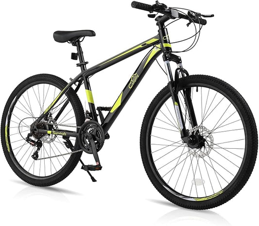 Ktaxon Mountain Bike 24/26/27.5 Inch Men & Women Mountain Bike with 21-Speed Adult Bikes, Double Disc Brake, Suspension Fork and High Carbon Steel Frame