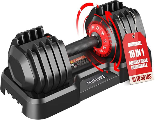 25/52.5/55LBS Adjustable Dumbbells Set with Anti-Slip Handle, Fast Adjust Weight Dumbbells Set with Dual Safety Locking System, Versatile Weights Set for Women & Men Full Body Workout Fitness, Compact Size Space Saving for home gym